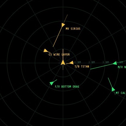 Multi-target collision avoidance scenario on the bridge simulator