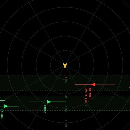 Traffic Separation Scheme crossing scenario on the bridge simulator — COLREG Rule 10